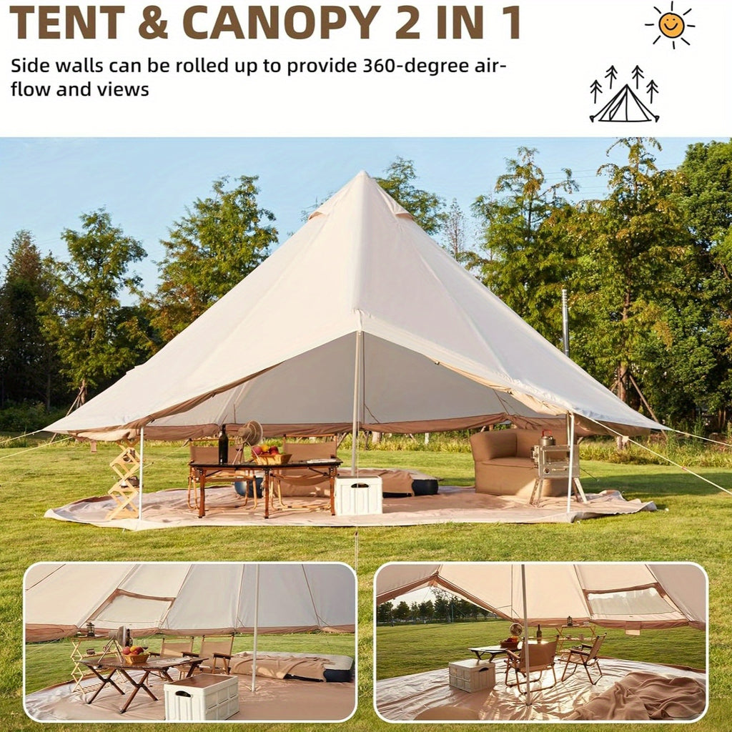 Bell Tent, YOLENY Yurt Tent 4-10 Person 4 Season Glamping Tents with Stove Jack for Family Camping Outdoor Party, Glamping Tents for Camping - 10\u002F 13.1\u002F 16.4FT
