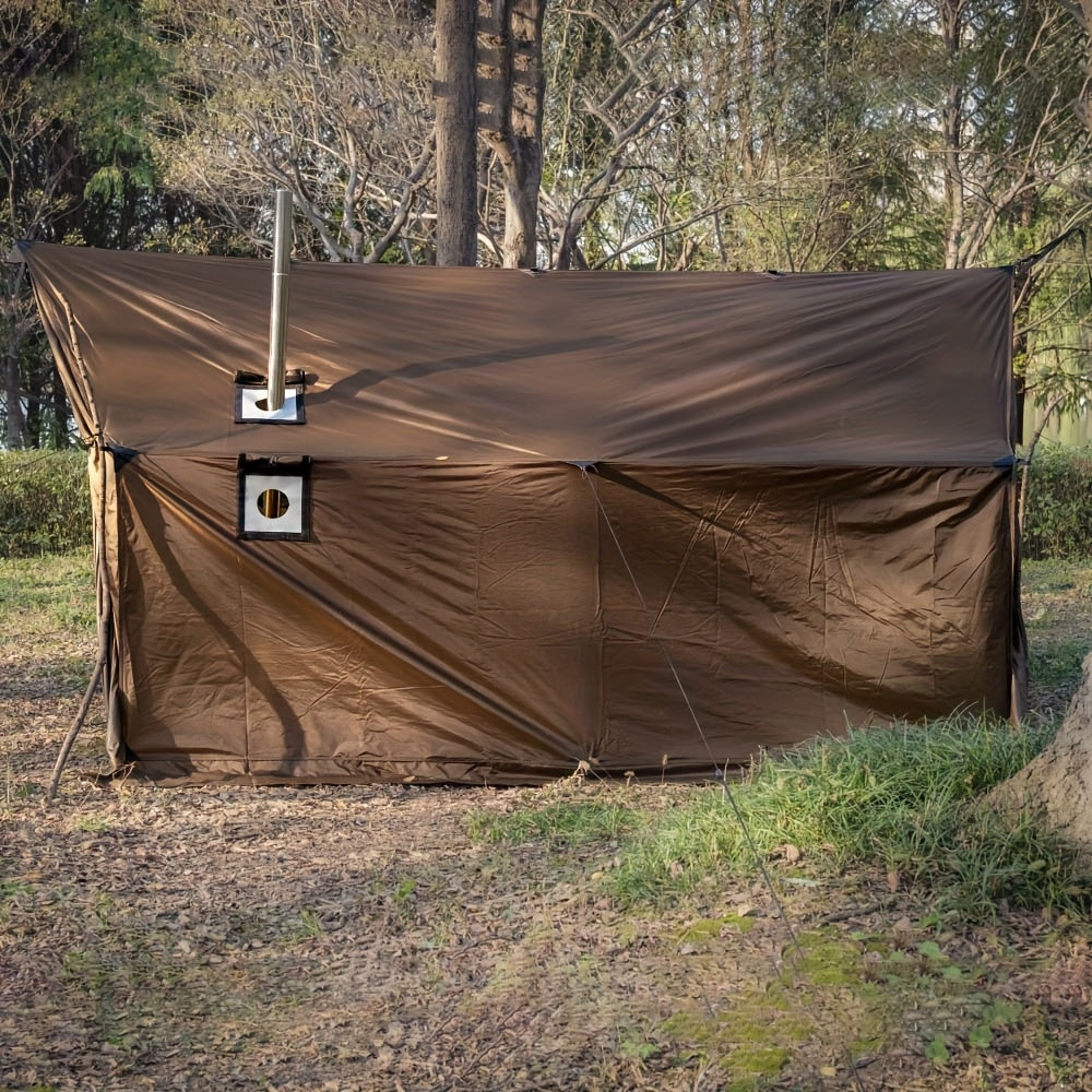 8-Person Spacious Light Brown Wall Tent with Snow Skirt - Durable Polyester, Zippered Closure, All-Season Camping Tent for Outdoor Adventures, Camping Essentials | Spacious Tent | Durable Fabric