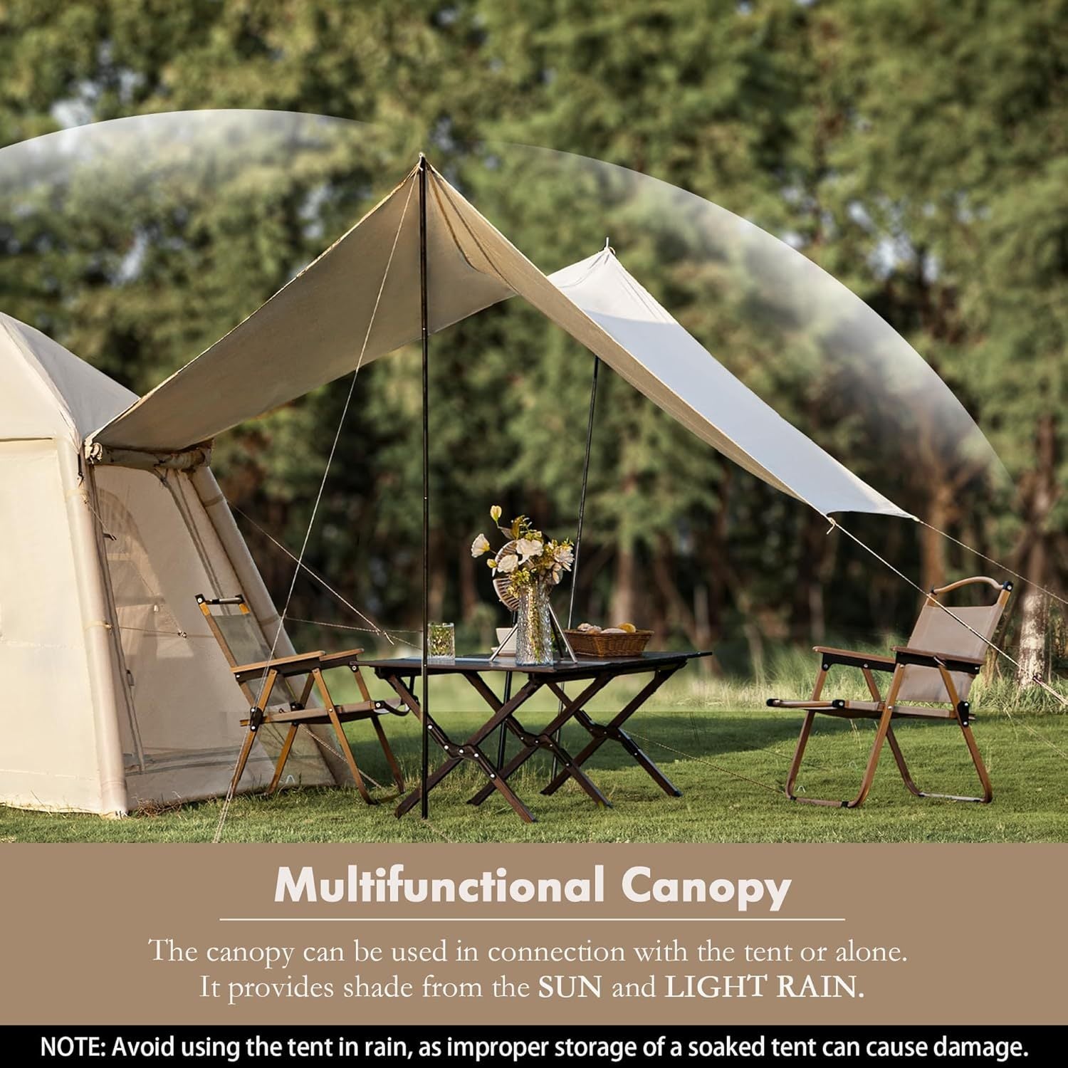 OYEROL Inflatable Camping Tent OYEROL 2-4 Person Inflatable Camping Tent | Oxford Portable Free-Standing Family Cabin Tent with Pump & Extended Canopy, Easy Set-Up for Hiking