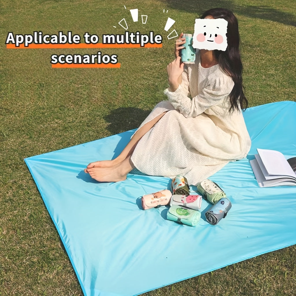 1 oversized folding picnic mat with handle | Multifunctional outdoor portable beach camping sand carpet | 78x78 inches | Essential mini camping mat for travel and beach