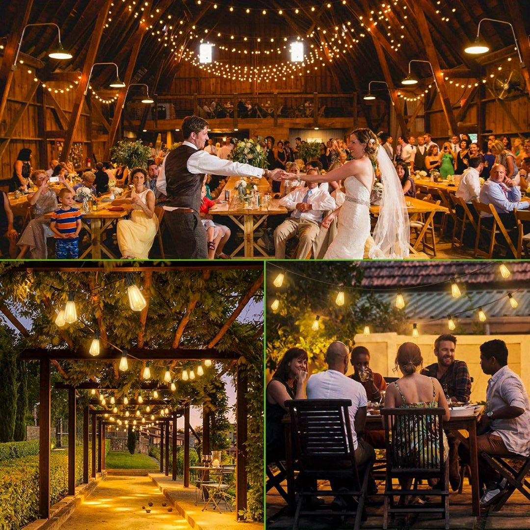 100ft LED Outdoor String Lights, 0.6W\u002F Bulb, 2700K Patio Lighting with ST38 Edison Bulbs, Connectable Hanging Lights for Yard & Porch