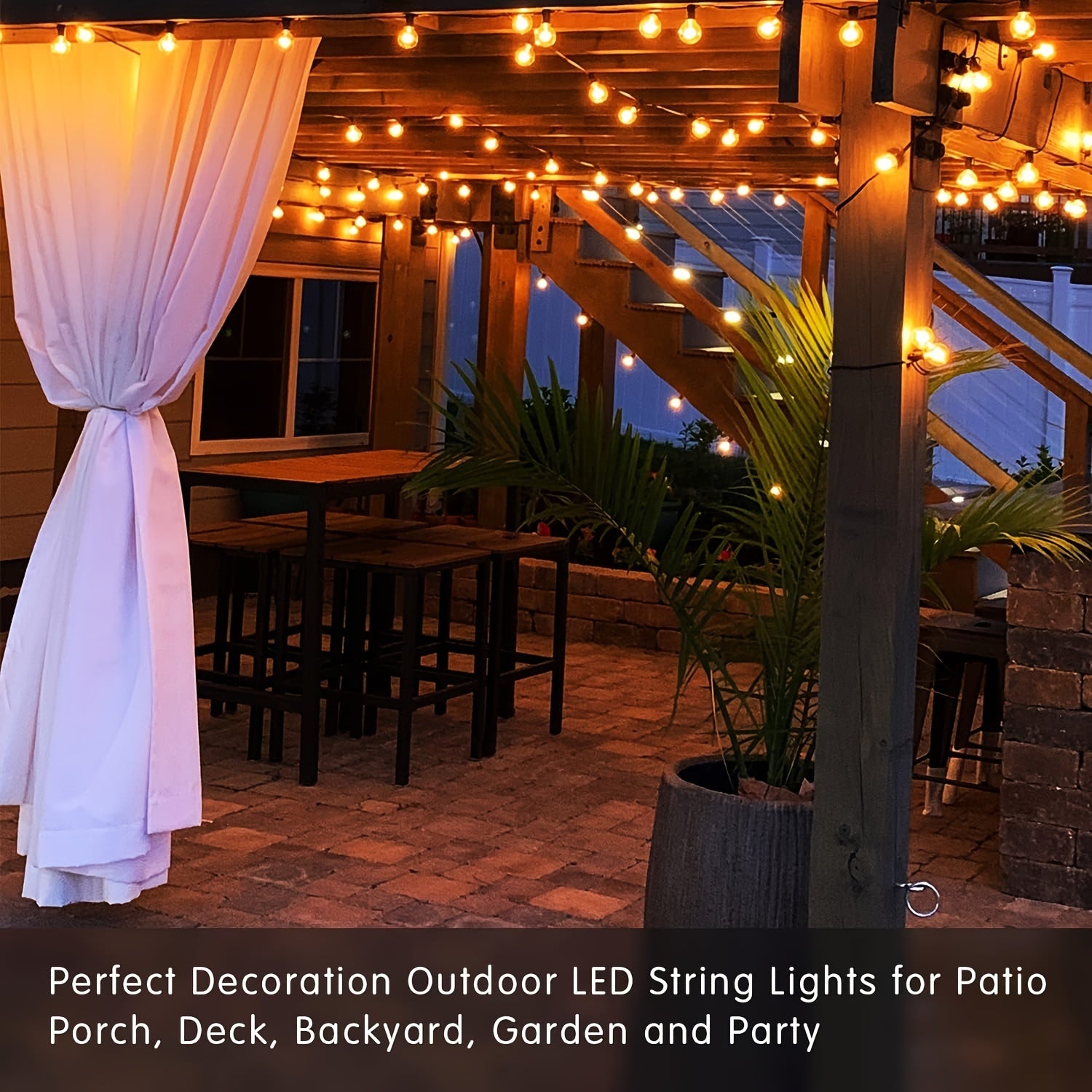 10\u002F25\u002F50\u002F100\u002F200FT 50 G40 Breakproof Bulbs, Outdoor, Retro Ball Hanging Light String, Patio Courtyard Garden Hotel Decorative Lighting, All-weather Use, Commercial Holiday New Year Decorative Lights, Dimmable Plastic Bulb