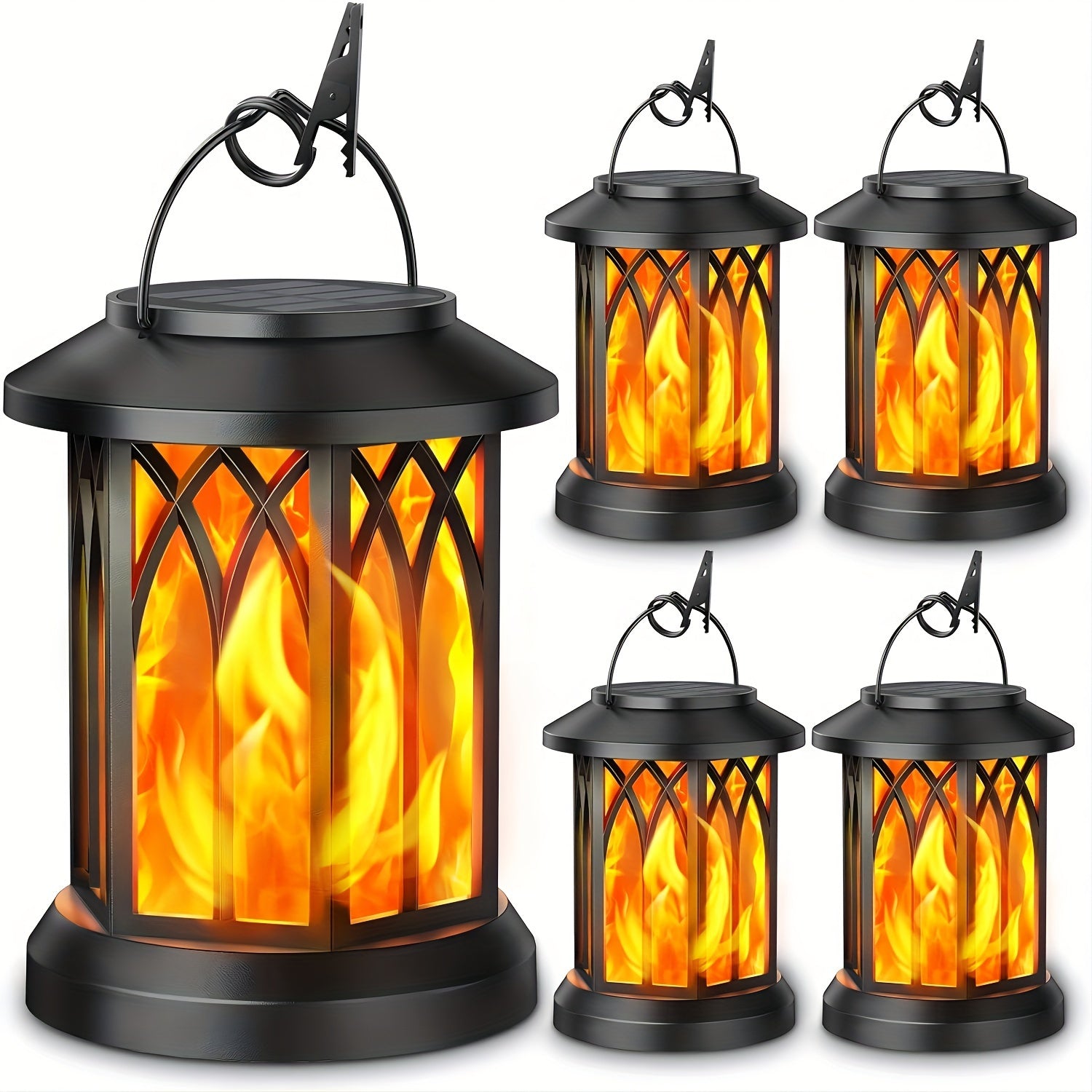 Hanging Solar Lanterns Lights Outdoor, Flickering Flames Solar Lantern Lights Outdoor, 2\u002F4 Pack Solar Hanging Lights Outdoor, Auto On\u002FOff Solar Lantern For Yard Garden Decor, Christmas Decorations, Halloween Decorations (Bronze\u002FBlack)