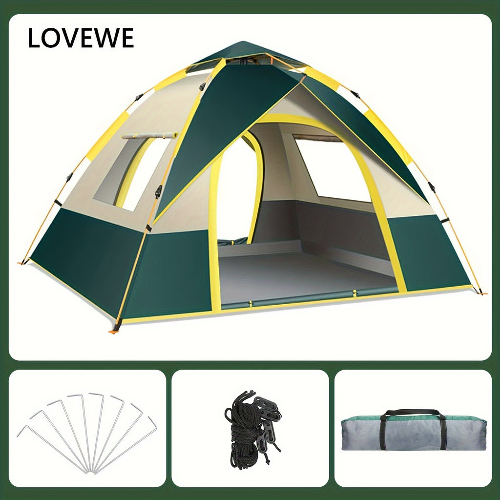 1-4 Person Camping Tents, Fully Automatic Quick Opening Camping Tent, High Quality Windproof Tent, Dual Doors And Windows for Superior Ventilation,, Portable,, Ideal for Outdoor Camping, Hiking, Mountaineering, And Travel