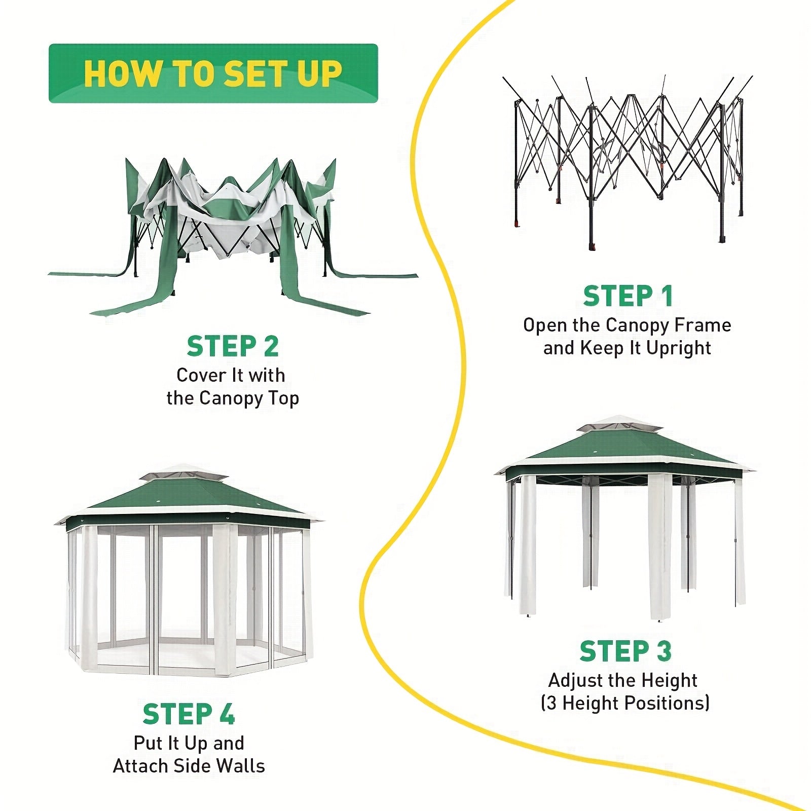 Folding Outdoor Tent, With An Unfolded Size Of 78.74*78.74*78.74inch, PA Coated, Polyester Fabric, With Six Mesh Gauze Covers, Zipper Door, Oxford Fabric, Green + Beige, Suitable For Outdoor Use To Provide Shade And Rain Protection