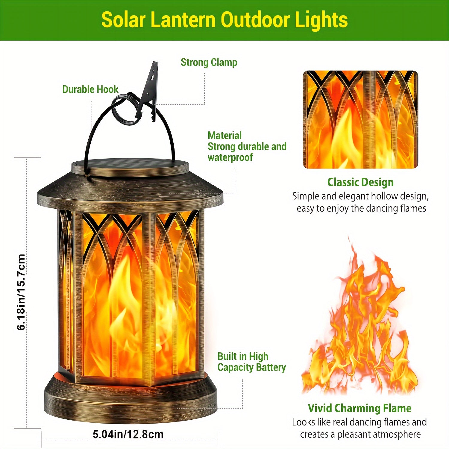 Hanging Solar Lanterns Lights Outdoor, Flickering Flames Solar Lantern Lights Outdoor, 2\u002F4 Pack Solar Hanging Lights Outdoor, Auto On\u002FOff Solar Lantern For Yard Garden Decor, Christmas Decorations, Halloween Decorations (Bronze\u002FBlack)