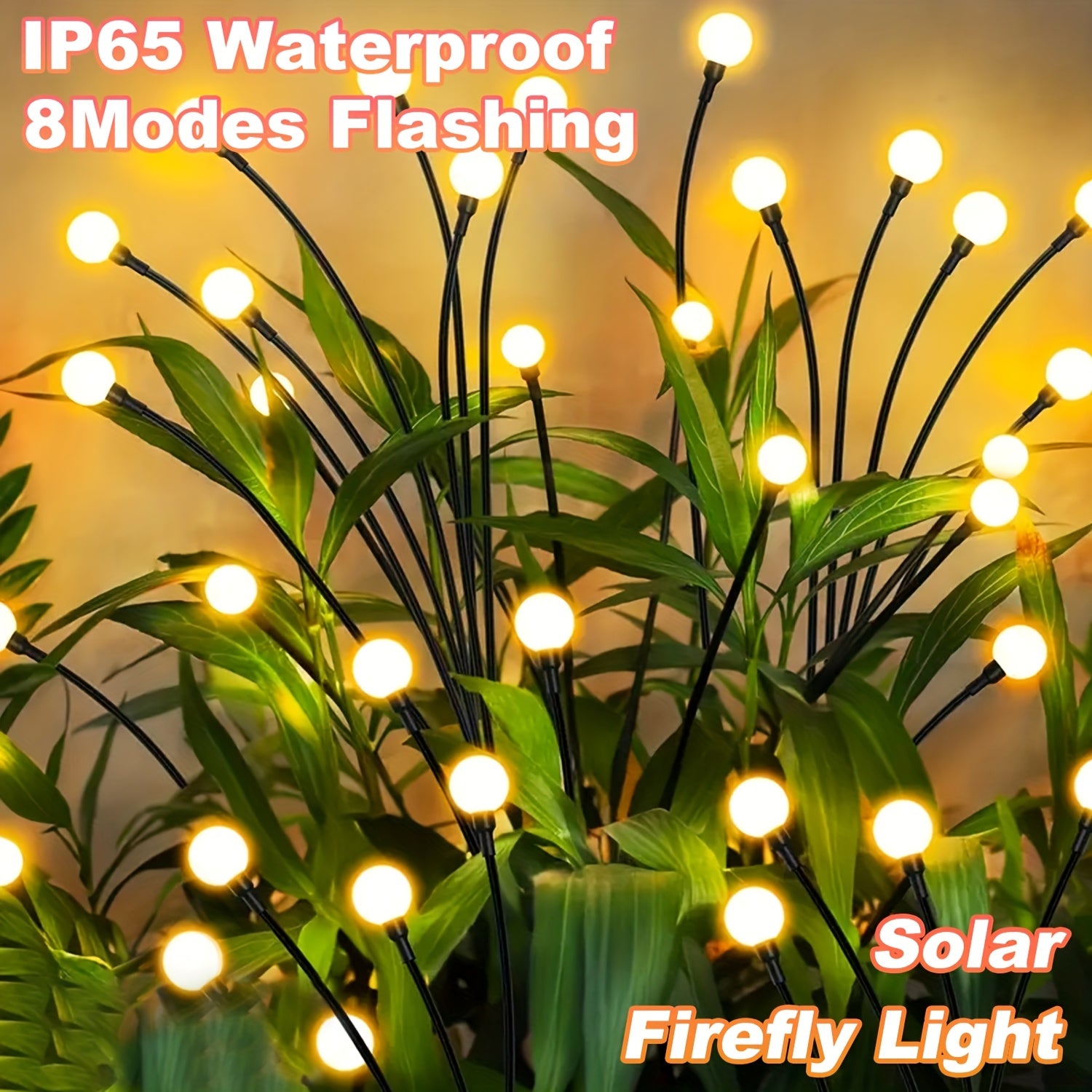 6-Pack 48 LED Solar Garden Lights, Solar Swaying Light, Sway By Wind, Solar Firefly Lights Outdoor Landscape Decoration Lights, Yard, Pathway, Parties, Camping, RGB Color, Warm White (6Pack\u002F 4Pack\u002F 2Pack)