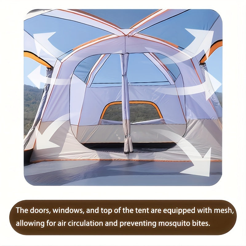 ZONGNAN 14.1ft X 10ft X 6.58ft Extra Large Tent 10-12 Person, Family Cabin Tents, 2 Rooms, Straight Wall, Waterproof, Double Layer, Big Tent For Outdoor, Picnic, Camping, Family Gathering, Black Tent