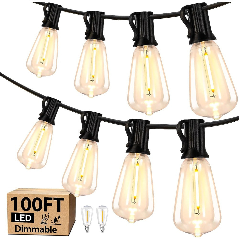 100\u002F 150FT LED Outdoor String Lights Patio Lights with 32\u002F 52 Shatterproof ST38 Vintage Edison Bulbs, Outside Hanging Lights for Porch, Deck, Garden, Backyard, Balcony, 2700K Dimmable