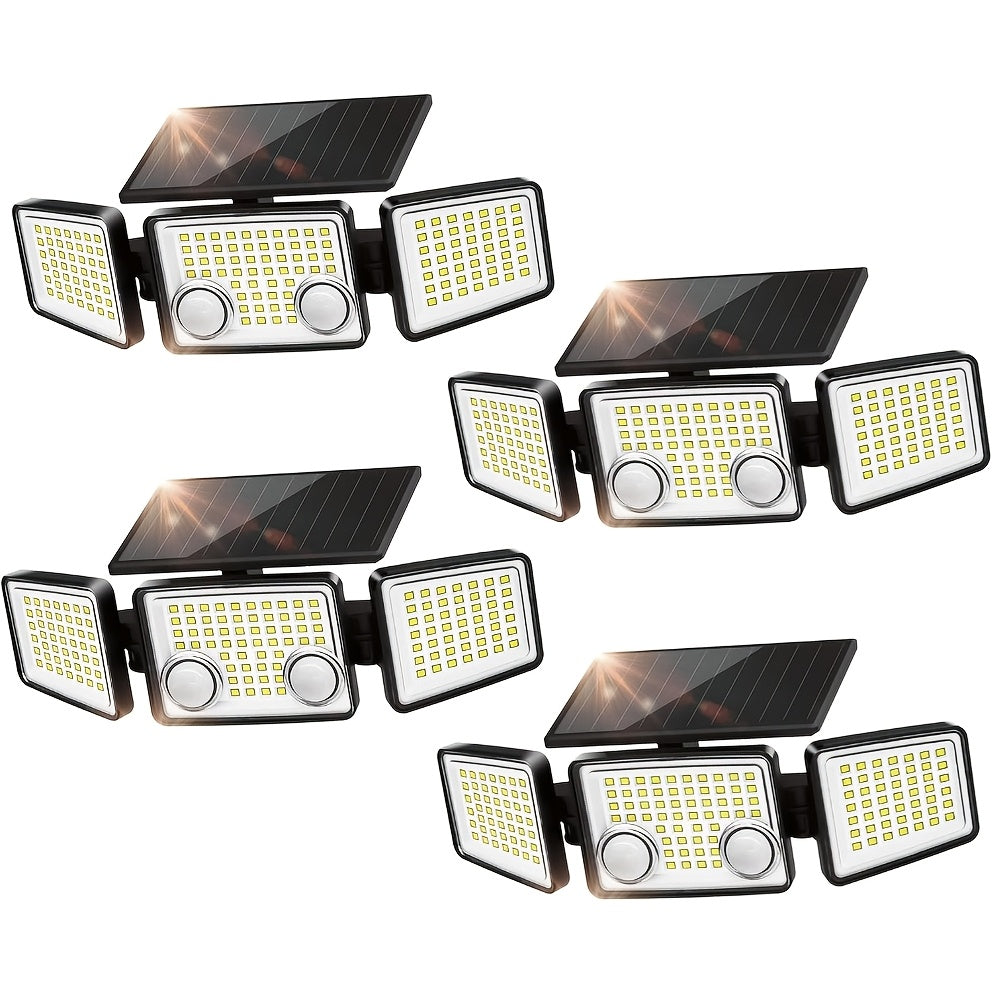 (1\u002F2\u002F4pcs) Solar Outdoor Lights 3000LUMEN 7000K, 152 LED Super Bright Motion Sensor Outdoor Lights with 2 Sensors, Waterproof 270 Wide Angle Solar Flood Lights with 3 Modes for Garden\u002FFence\u002FEaves