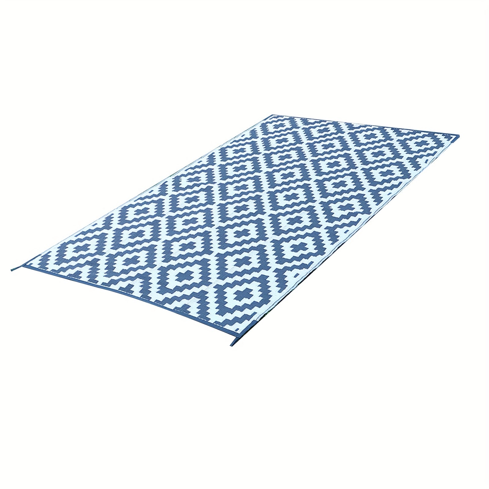 Fdit 9x12ft Portable Folding Beach Mat, Gray & White Woven Plastic, Hand Washable, PVC Backing, Outdoor Picnic Camping Travel Mat