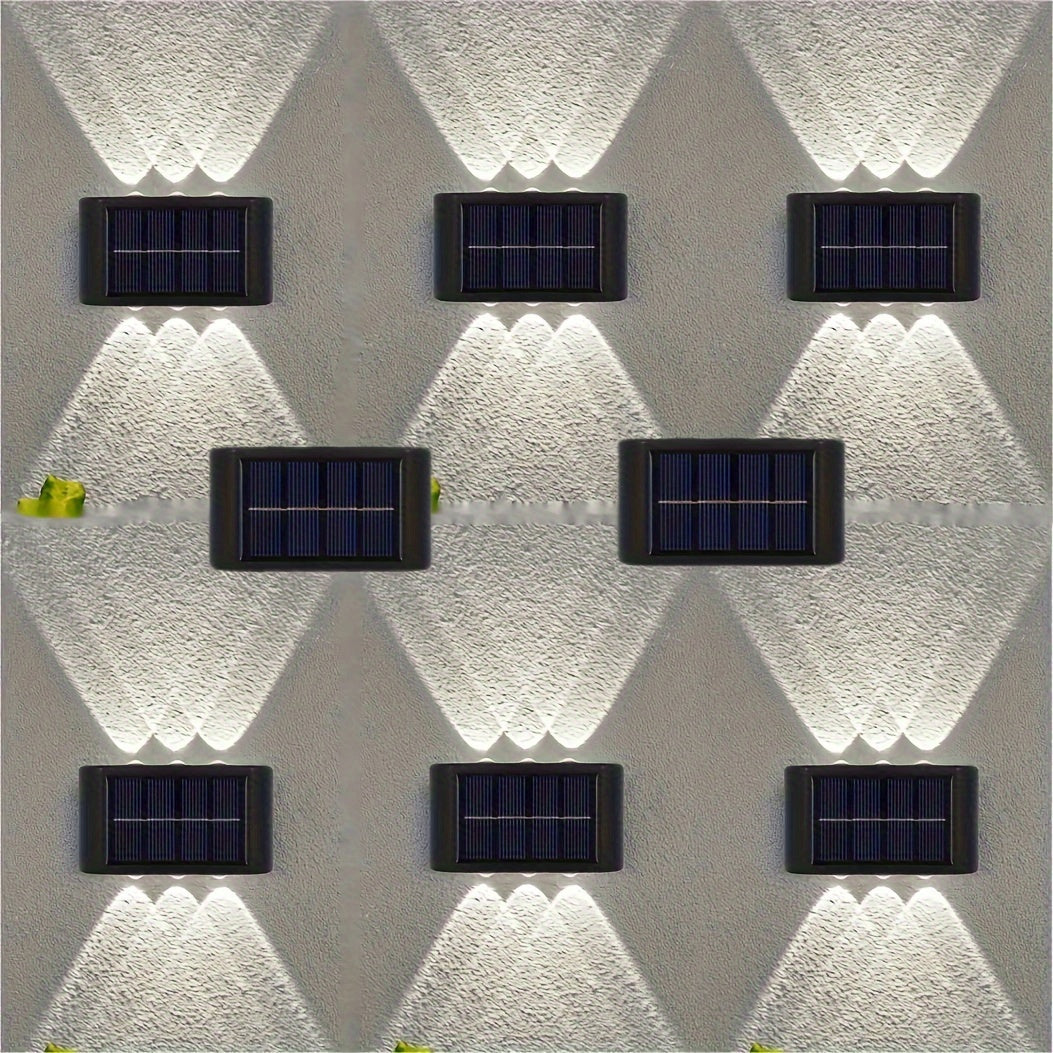 8 Packs Solar Wall Light, Outdoor 6 LED Deck Lights, Wall Light, For Courtyard, Street, Fence, Garage, Garden Perfect Decoration
