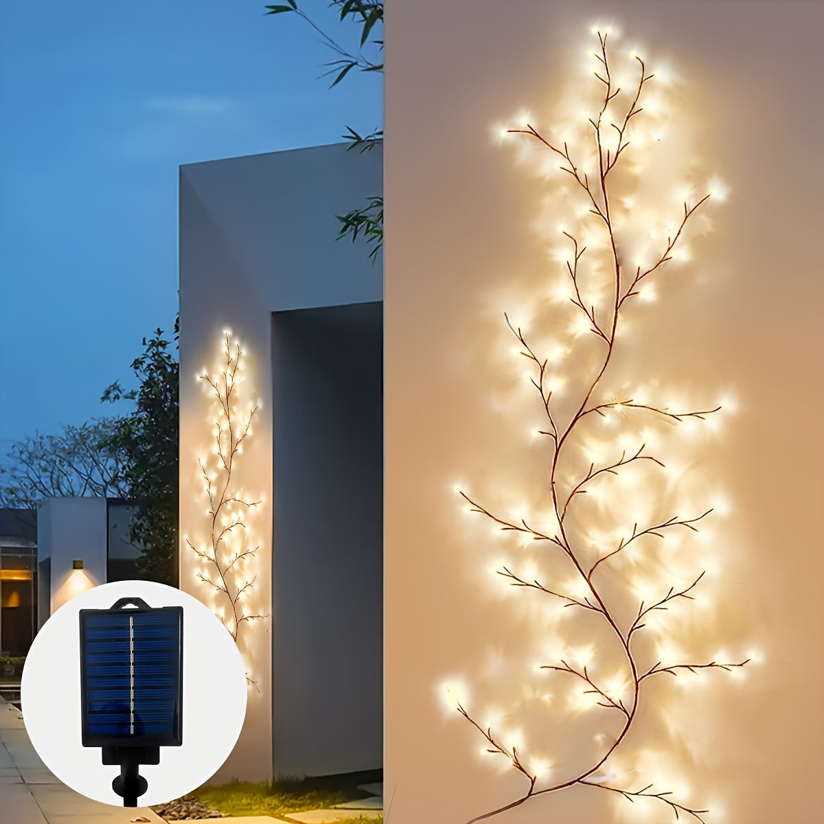 1pc Solar Enchanted Willow Vine Light For Home Decor, Flexible DIY Lighted Branches For Indoor Outdoor Wall Decorations, Lighted Willow Vine 1. 8m\u002F5. 9ft 96LEDs Lights For Bedroom Aesthetic Living Room Decor