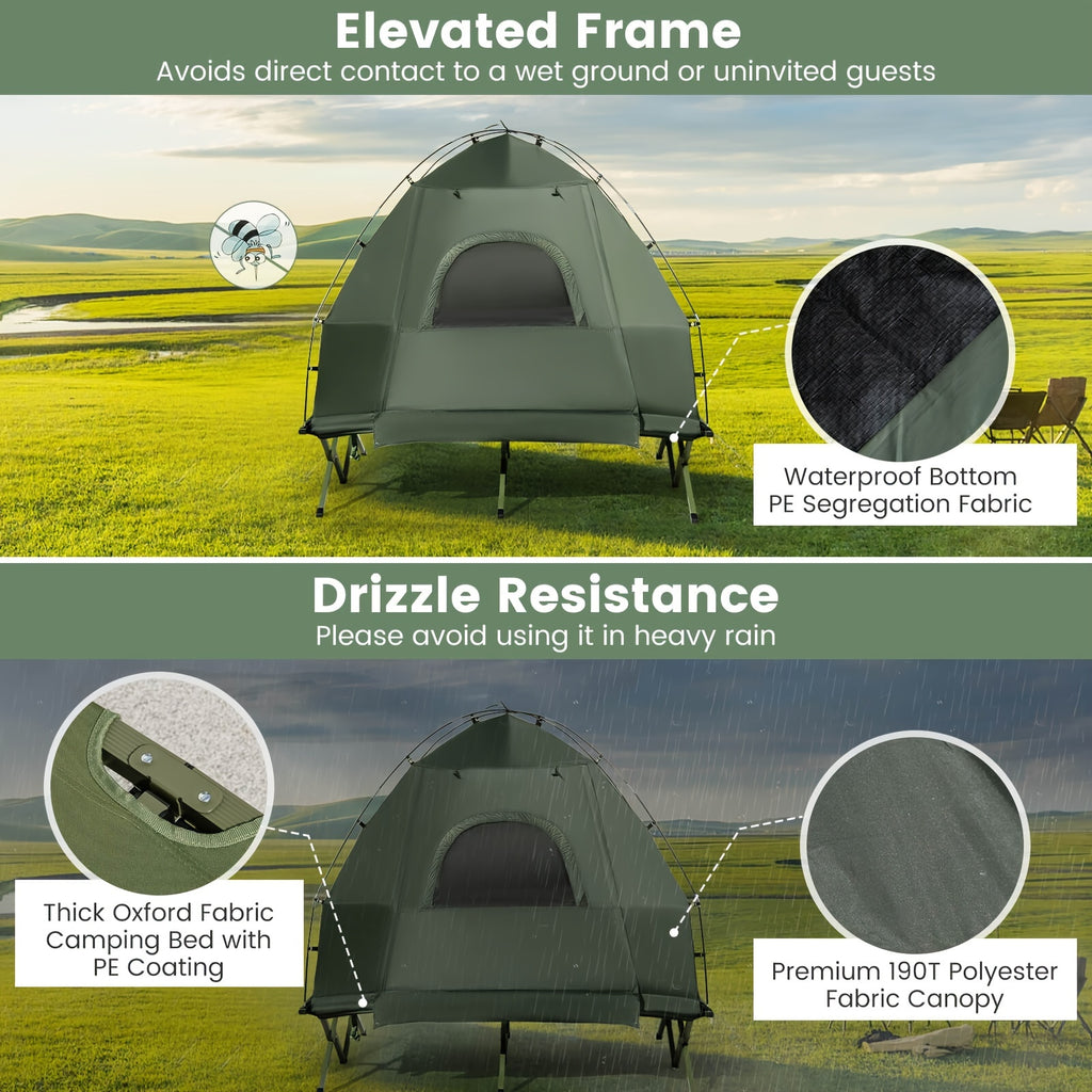 2-Person Compact Portable Pop-Up Tent\u002FCamping Cot W\u002F Air Mattress & Sleeping Bag