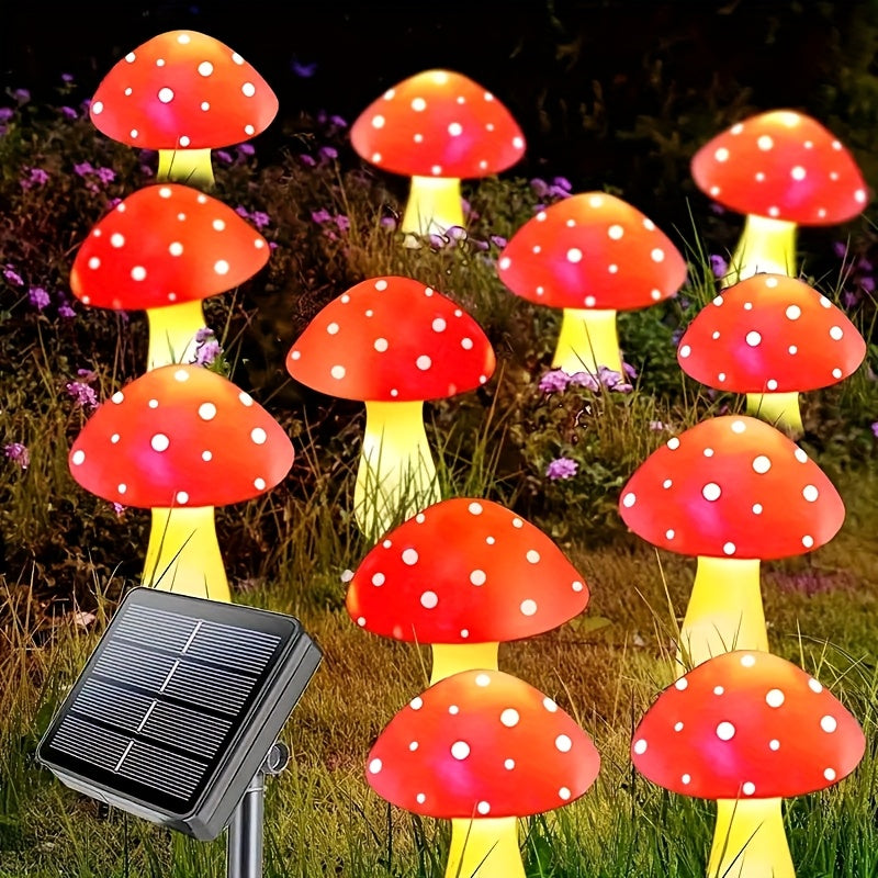 12pcs Solar Mushroom Garden Lights, IP65, 8 Lighting Modes, Outdoor Pathway and Patio Decorations, Suitable for Camping, Landscaping, Holiday Yard Decorations | Colorful Mushroom Lights | Suitable for Fall Decorations, Halloween Christmas Decorations