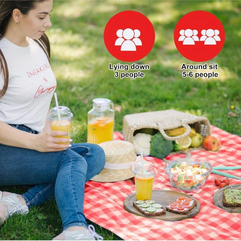 6pcs Disposable Outdoor Picnic Blankets 70.939; 39; x70.939; 39; Thicken Foldable Waterproof Picnic Mats Gingham Oil Proof Camping Blankets with 4 Ground Spikes for Beach Travel Hiking Conrts Grass