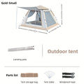 1pc Quick Setup Camping Tent, 4 Ventilated Windows, 240x240cm, Square Shape, Polyester Fabric, Fiberglass Frame, Basic Waterproof, Dual-layer Mesh Door, Outdoor Shelter for Adults and Kids