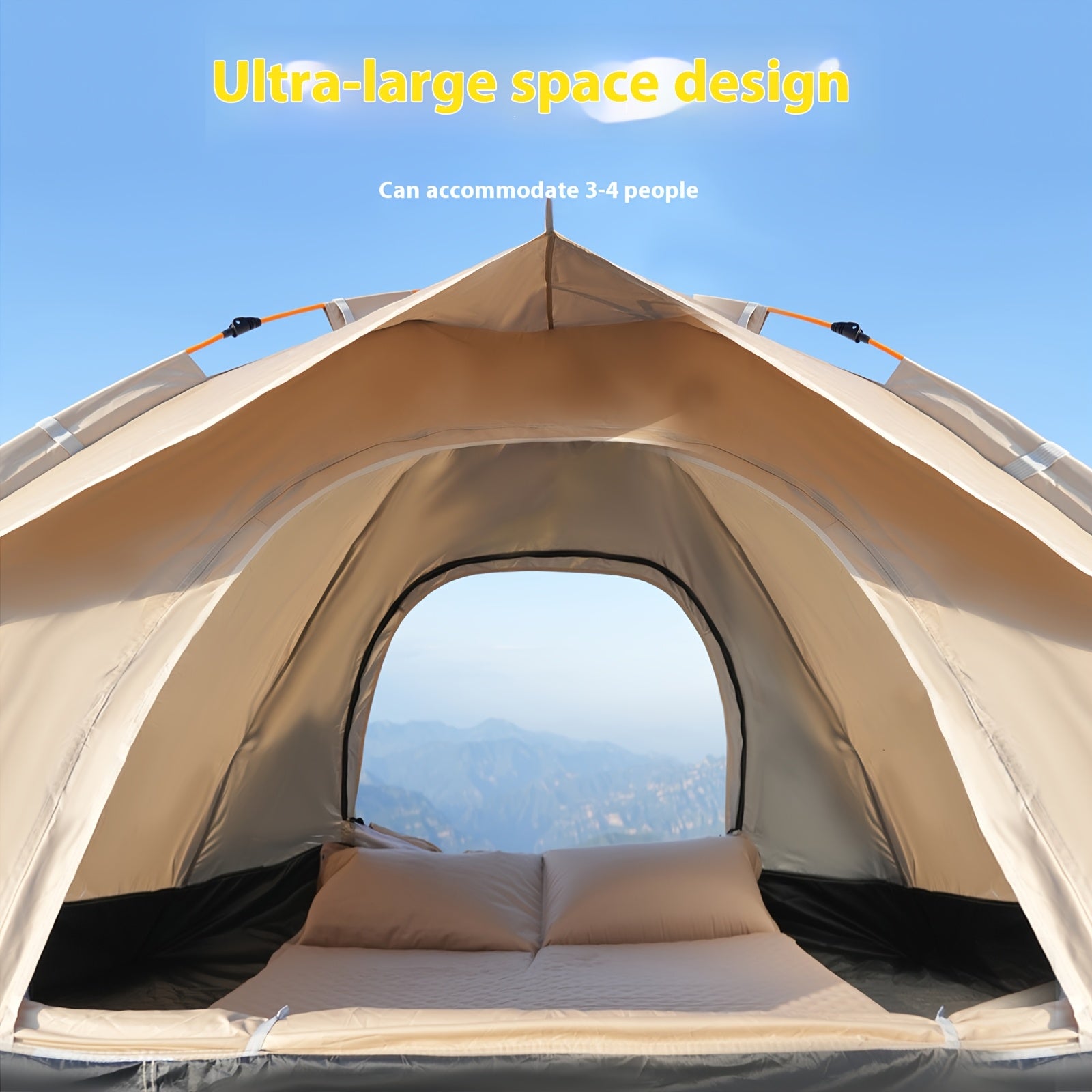 Automatic Quick-opening Tent Outdoor Self-driving Travel Camping Tent Automatic Quick-open Tent Rainproof Sunshine-proof Tent Fishing Beach Sunshine Shelter 2-3\u002F3-4 Person Portable Fishing Hiking