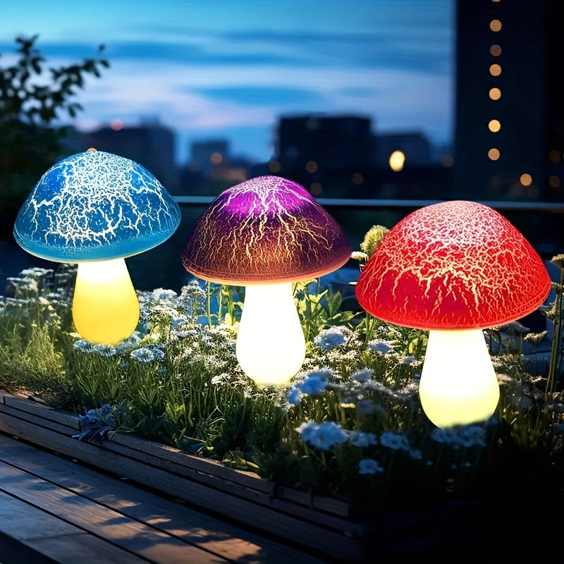 Solar Garden Light, New Solar Mushroom Light with 8 Cracked Mushrooms, Outdoor Landscape Lighting, Colorful Garden Decorative Light, IP65, Suitable for Yard, Lawn And Terrace Garden, Durable Solar Panel Lawn Light with 8 LEDs