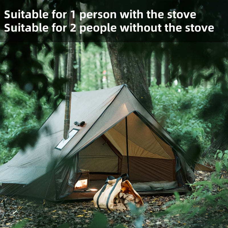 1-2 Person 4 Season Camping Tent With Stove Jack - Waterproof & Windproof Hot Tent, Lightweight And Weatherproof, Ideal For Hiking, Hunting, Fishing, Includes Carry Bag
