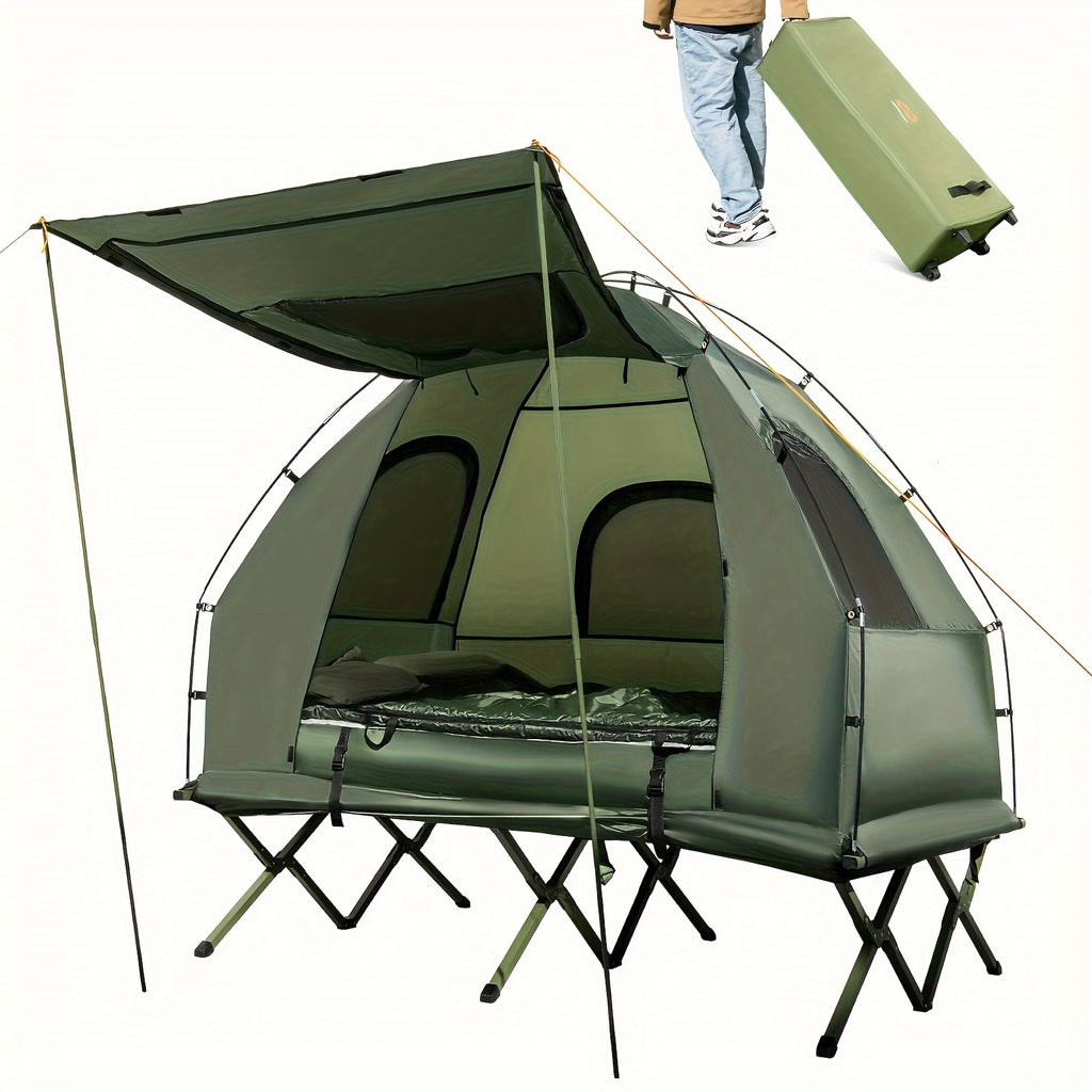 2-Person Compact Portable Pop-Up Tent\u002FCamping Cot W\u002F Air Mattress & Sleeping Bag