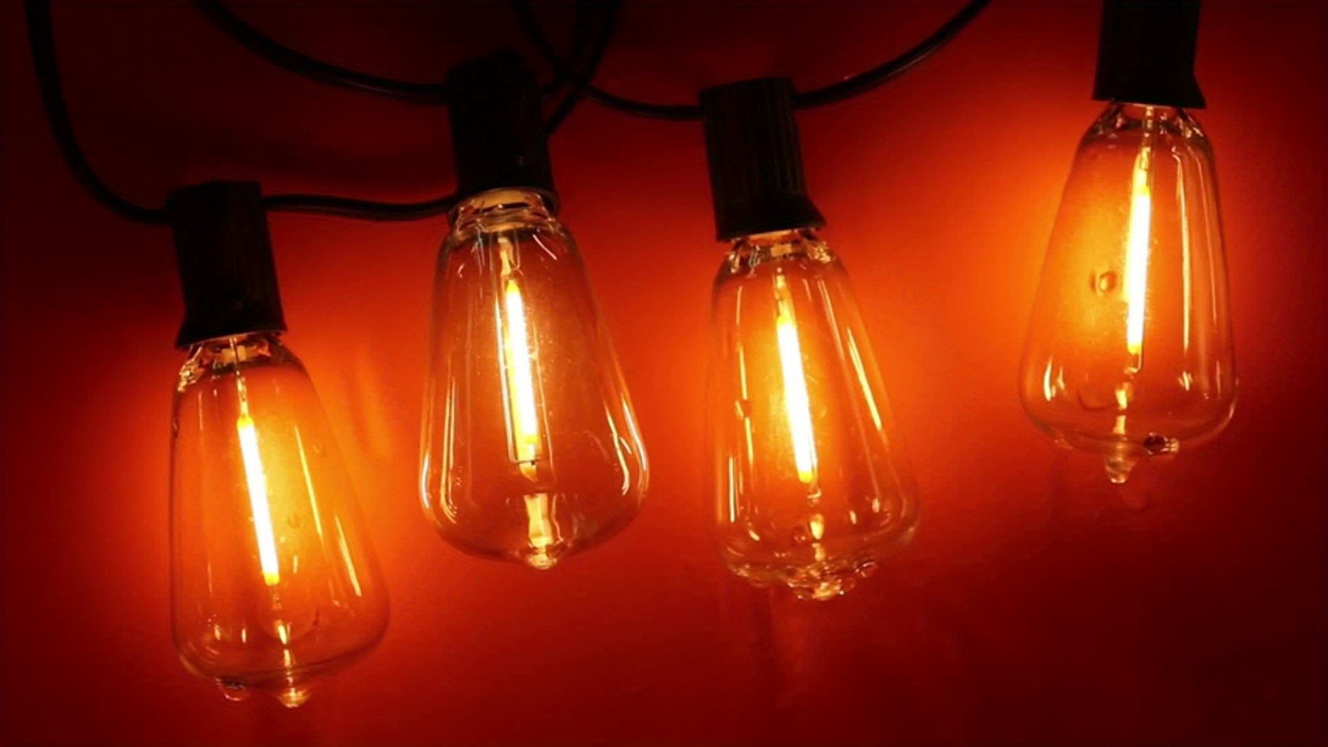 100ft LED Outdoor String Lights, 0.6W\u002F Bulb, 2700K Patio Lighting with ST38 Edison Bulbs, Connectable Hanging Lights for Yard & Porch