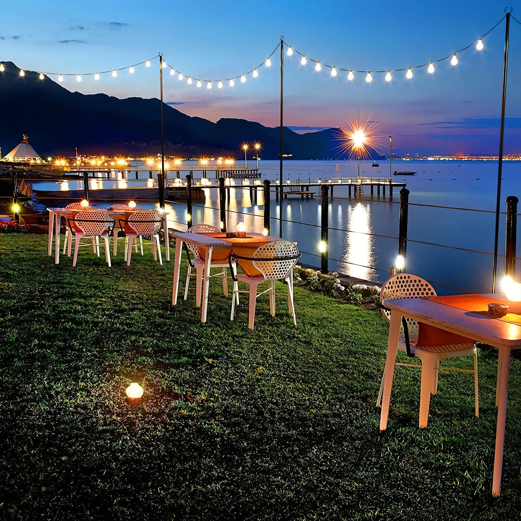 10\u002F25\u002F50\u002F100\u002F200FT 50 G40 Breakproof Bulbs, Outdoor, Retro Ball Hanging Light String, Patio Courtyard Garden Hotel Decorative Lighting, All-weather Use, Commercial Holiday New Year Decorative Lights, Dimmable Plastic Bulb