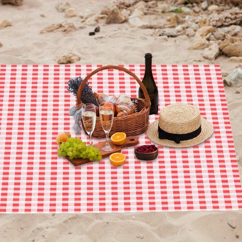 6pcs Disposable Outdoor Picnic Blankets 70.939; 39; x70.939; 39; Thicken Foldable Waterproof Picnic Mats Gingham Oil Proof Camping Blankets with 4 Ground Spikes for Beach Travel Hiking Conrts Grass