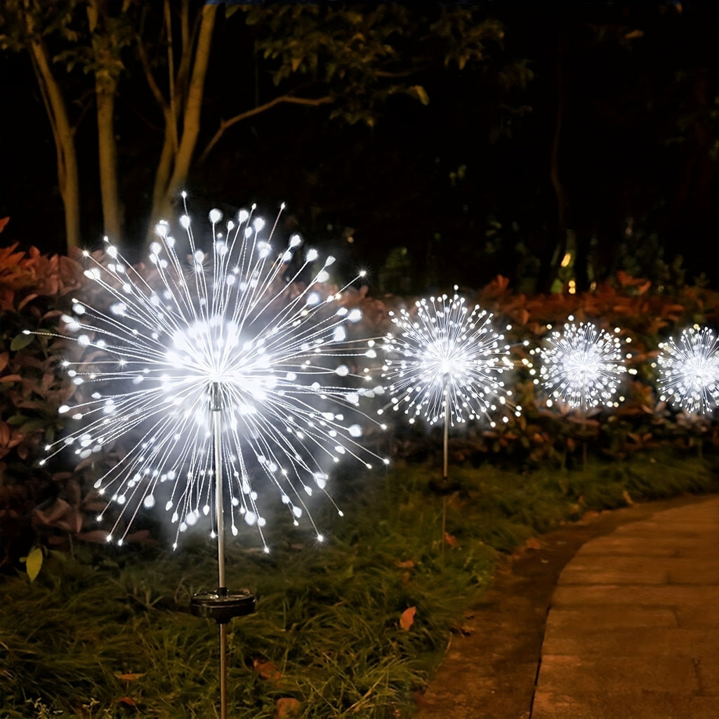 120 LED Solar Fireworks Lights, Starburst Fairy Lights with 8 Lighting Modes, IP4X, Solar Powered Pathway Lights for Patio, Yard, Christmas Holiday Decor, Plastic & Copper Material, No Feather, 800Mah Lithium Battery