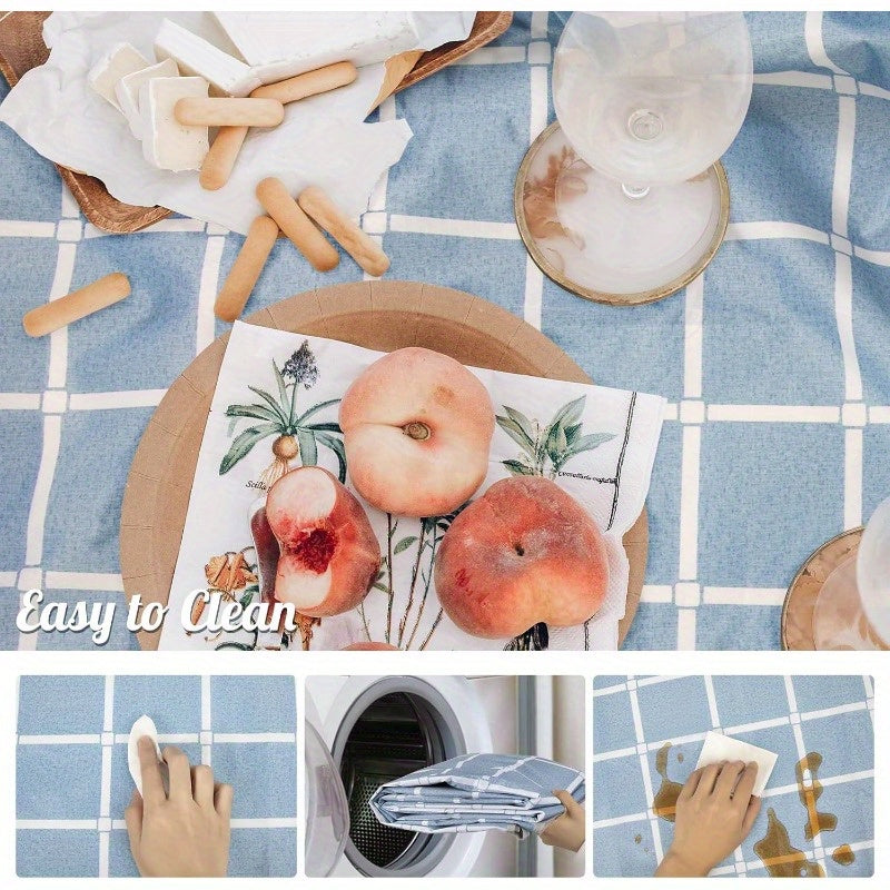 Large 80x80 Waterproof Foldable Picnic Blanket - Lightweight Portable Outdoor Beach Mat with Checkered Blue & White Design, Durable for Camping, Travel, Hiking, Family Picnics, Travel Mat, Checkered Pattern, Sturdy Construction