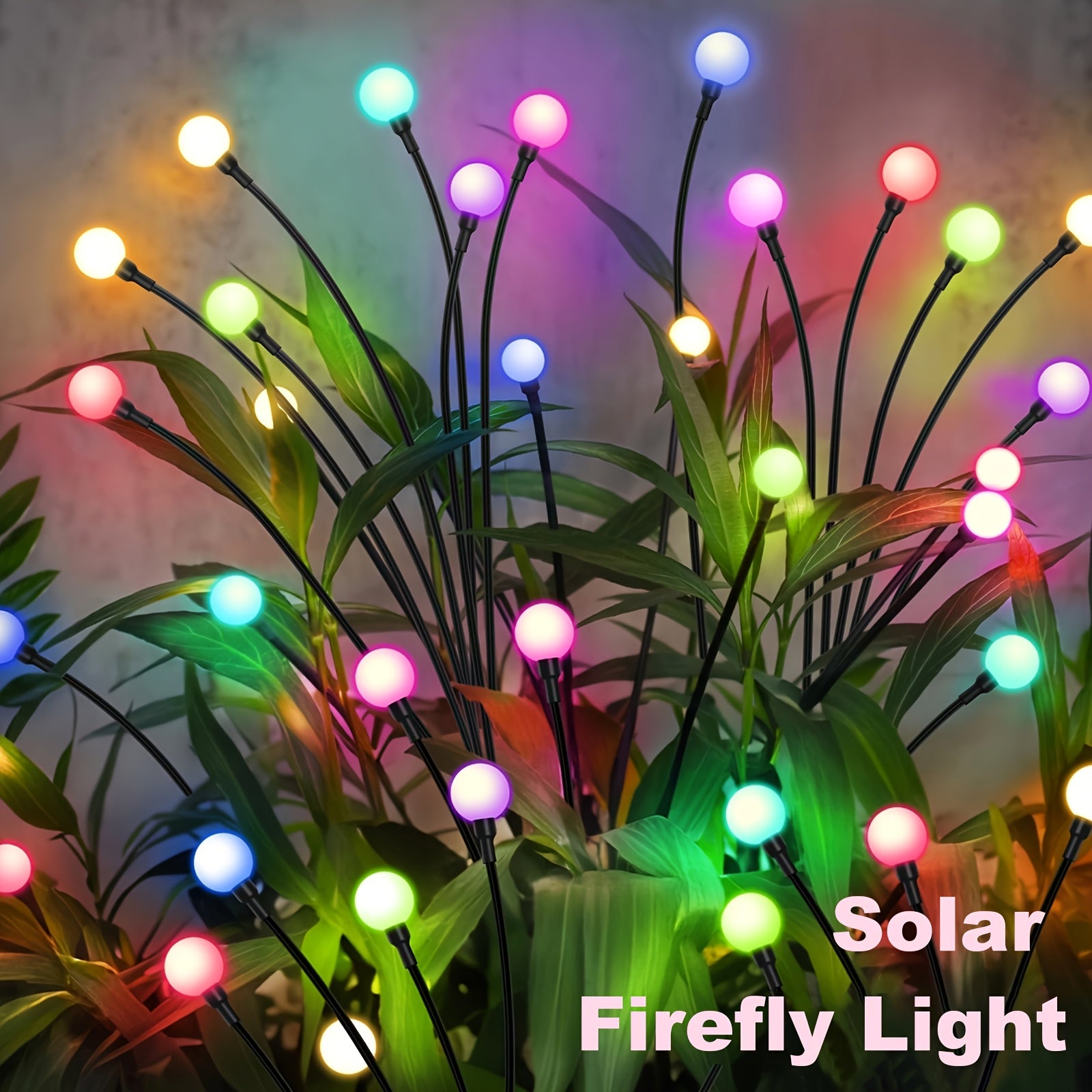 6-Pack 48 LED Solar Garden Lights, Solar Swaying Light, Sway By Wind, Solar Firefly Lights Outdoor Landscape Decoration Lights, Yard, Pathway, Parties, Camping, RGB Color, Warm White (6Pack\u002F 4Pack\u002F 2Pack)