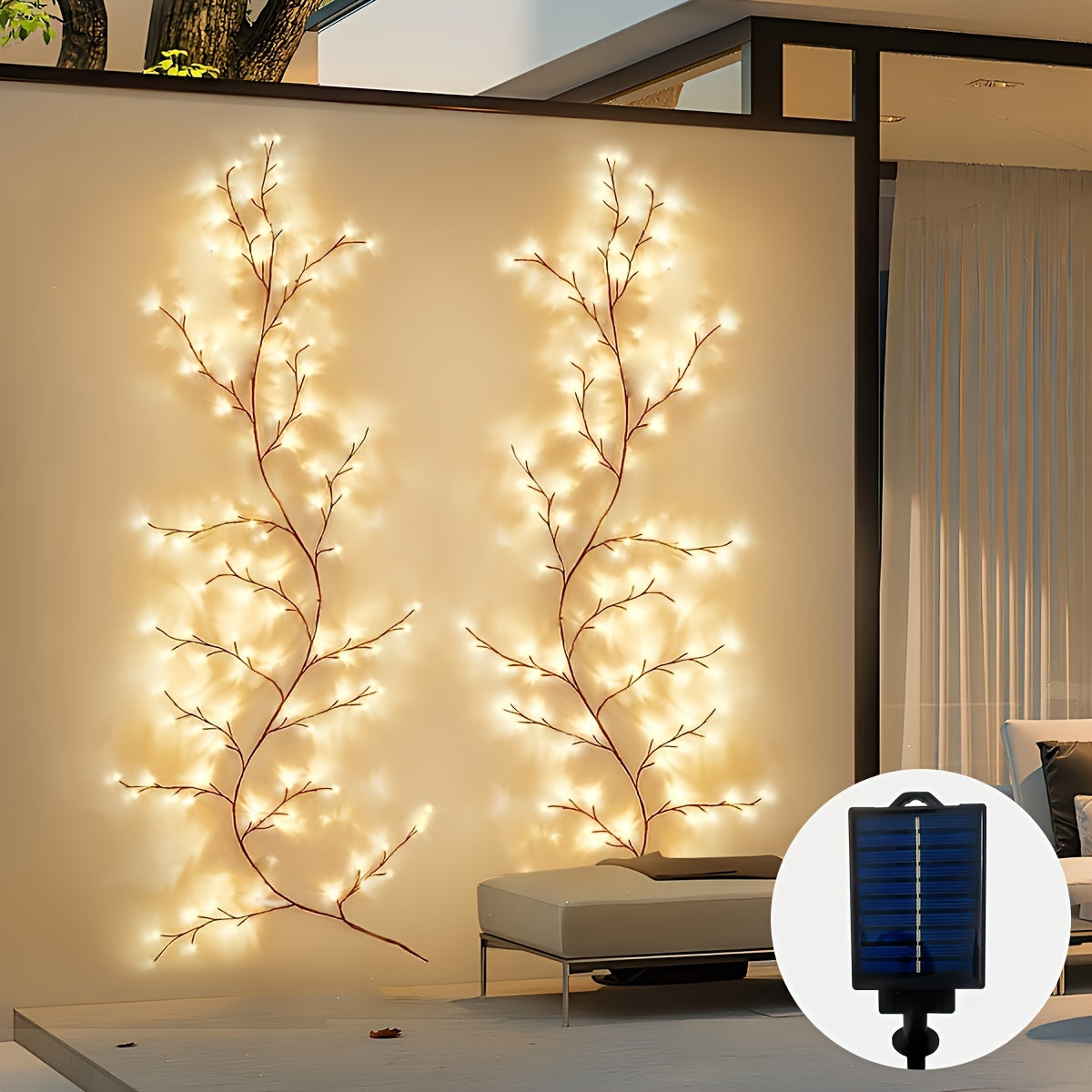1pc Solar Enchanted Willow Vine Light For Home Decor, Flexible DIY Lighted Branches For Indoor Outdoor Wall Decorations, Lighted Willow Vine 1. 8m\u002F5. 9ft 96LEDs Lights For Bedroom Aesthetic Living Room Decor