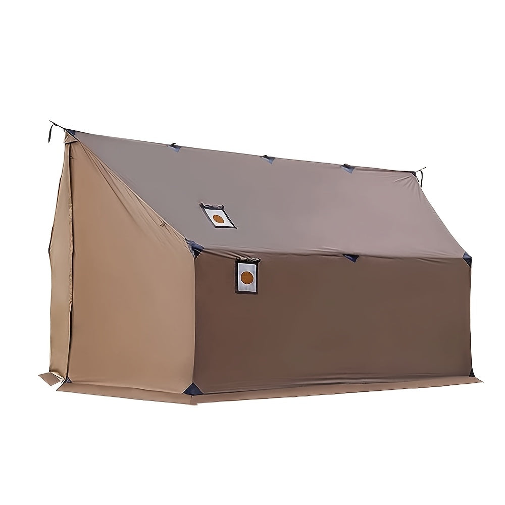 8-Person Spacious Light Brown Wall Tent with Snow Skirt - Durable Polyester, Zippered Closure, All-Season Camping Tent for Outdoor Adventures, Camping Essentials | Spacious Tent | Durable Fabric