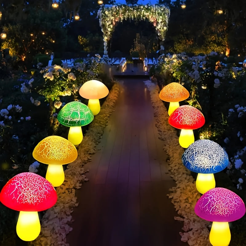 Solar Garden Light, New Solar Mushroom Light with 8 Cracked Mushrooms, Outdoor Landscape Lighting, Colorful Garden Decorative Light, IP65, Suitable for Yard, Lawn And Terrace Garden, Durable Solar Panel Lawn Light with 8 LEDs