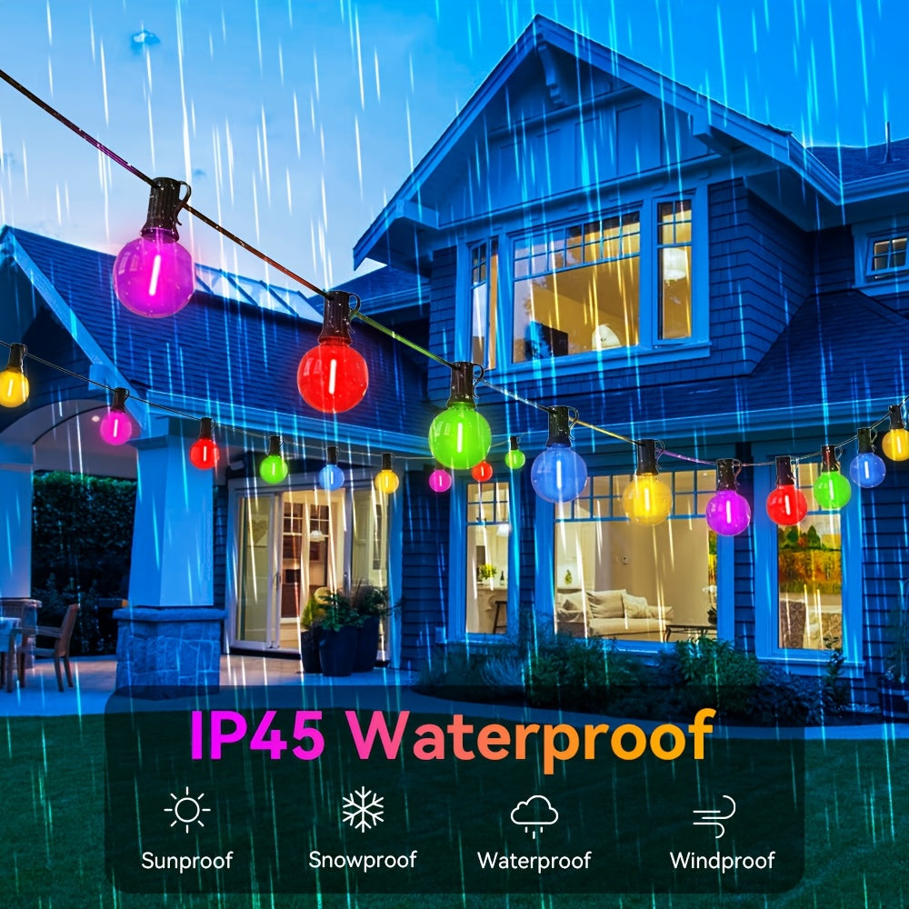 Christmas Lighting Outdoor 197ft 100LED Light Bulbs, Color Can Connect G40 String Lights, Outdoor Balcony Porch Camping Deck Tree House Drop Plug, Shatter-proof Multi-color Garden Lights Decorated String Lights For Holiday Parties