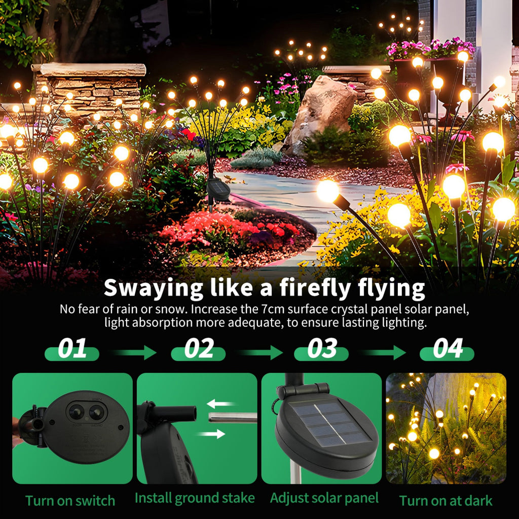 2\u002F4\u002F6 Pack 16 LED Solar Swaying Path Lights, Sway By Wind, IP65, High Flexibility Iron Wire, Solar Outdoor Lights For Yard Patio Garden Pathway, Warm White