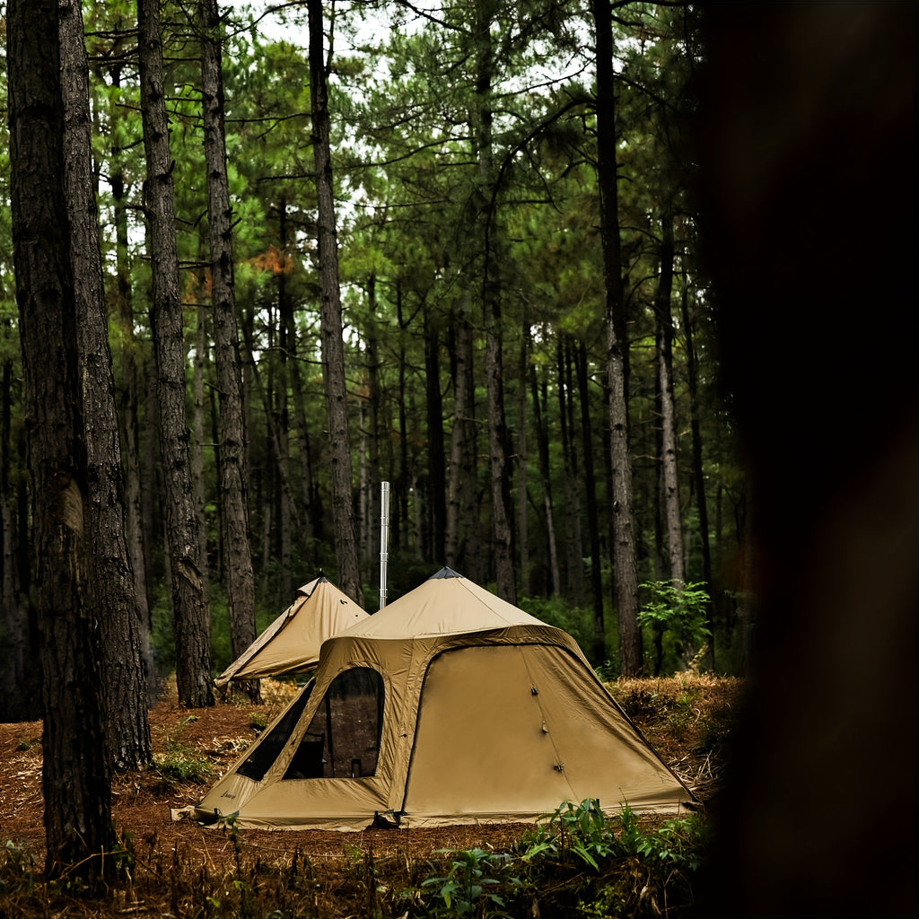 2-Person Dandelion Shell Bell-Shaped 4-Season Hot Tent | Waterproof, Windproof & Lightweight for Camping, Hiking & Outdoor Adventures | Beige, Polyester Blend, Easy Setup with Zipper Closure, Camping Accessories