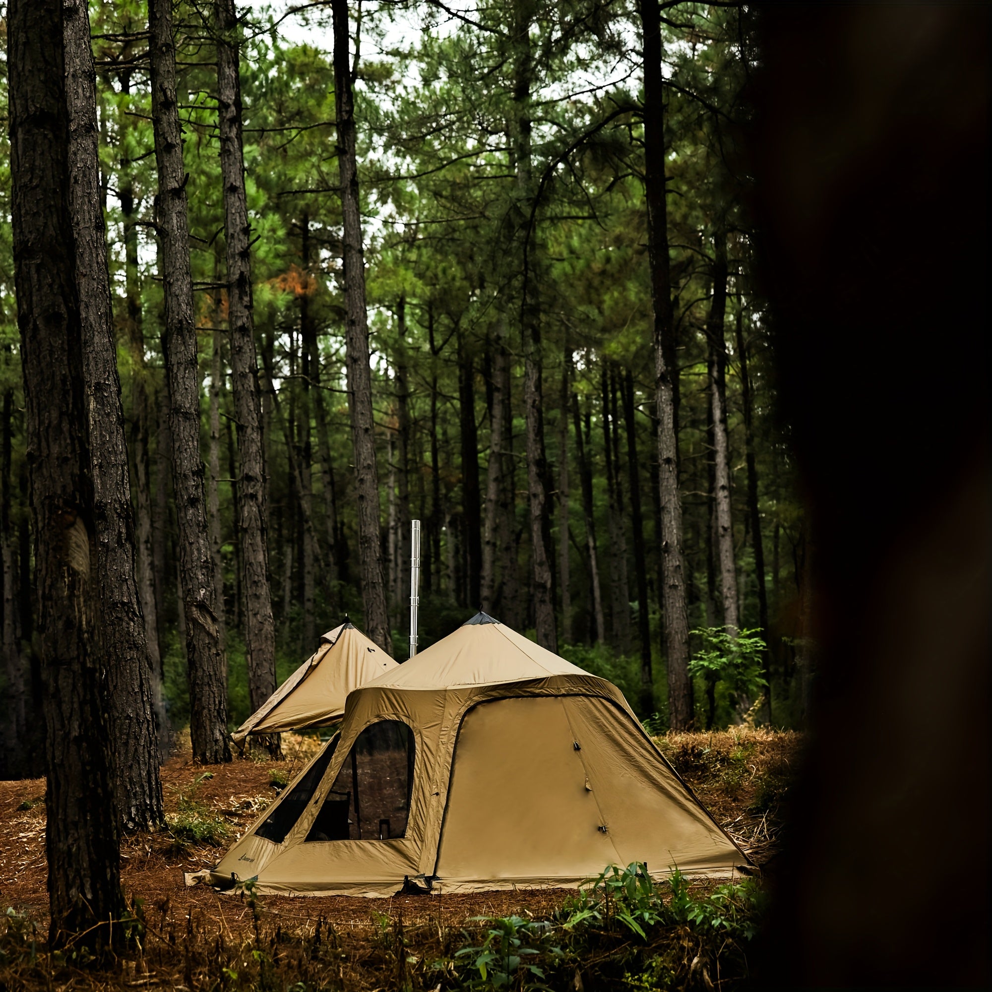2-Person Dandelion Shell Bell-Shaped 4-Season Hot Tent | Waterproof, Windproof & Lightweight for Camping, Hiking & Outdoor Adventures | Beige, Polyester Blend, Easy Setup with Zipper Closure, Camping Accessories
