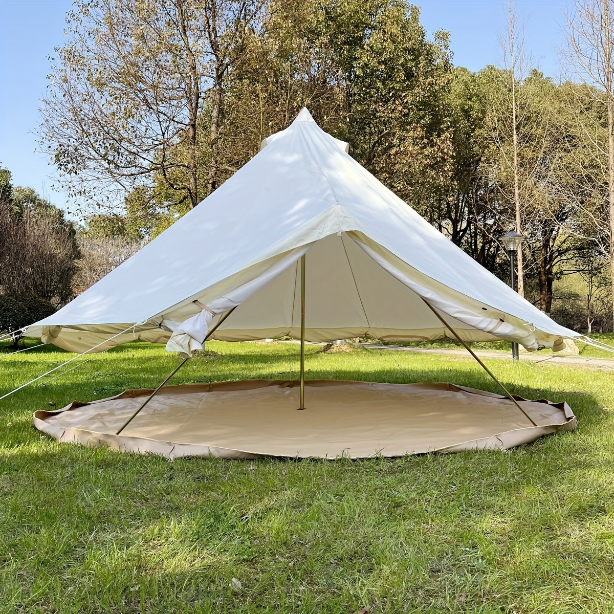 Outdoor Waterproof 19.6FT Oxford Bell Tent, Tent With Zipped In Groundsheet For 8-10 Persons
