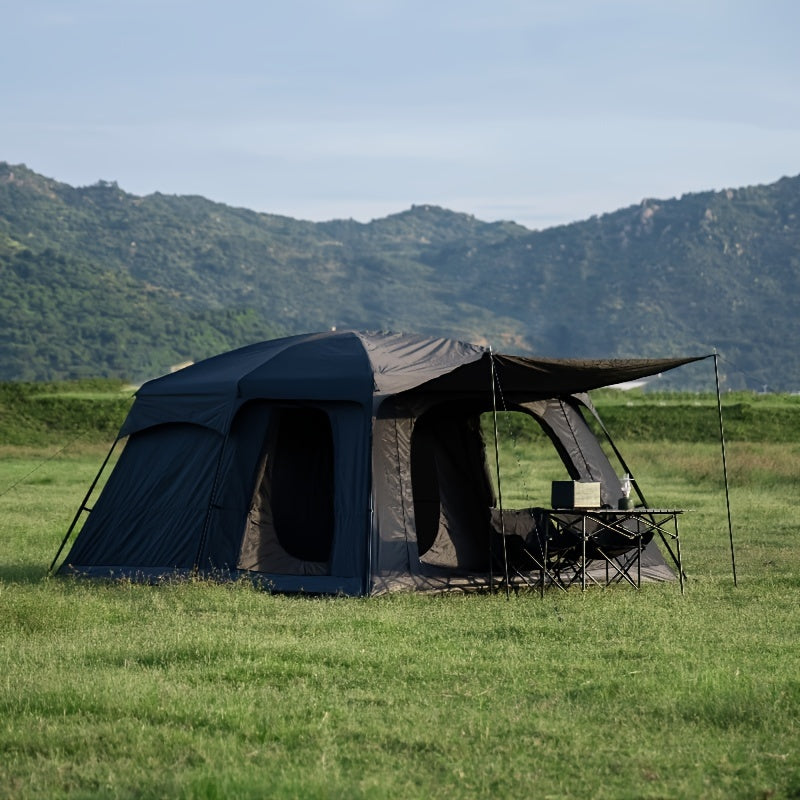 ZONGNAN 14.1ft X 10ft X 6.58ft Extra Large Tent 10-12 Person, Family Cabin Tents, 2 Rooms, Straight Wall, Waterproof, Double Layer, Big Tent For Outdoor, Picnic, Camping, Family Gathering, Black Tent