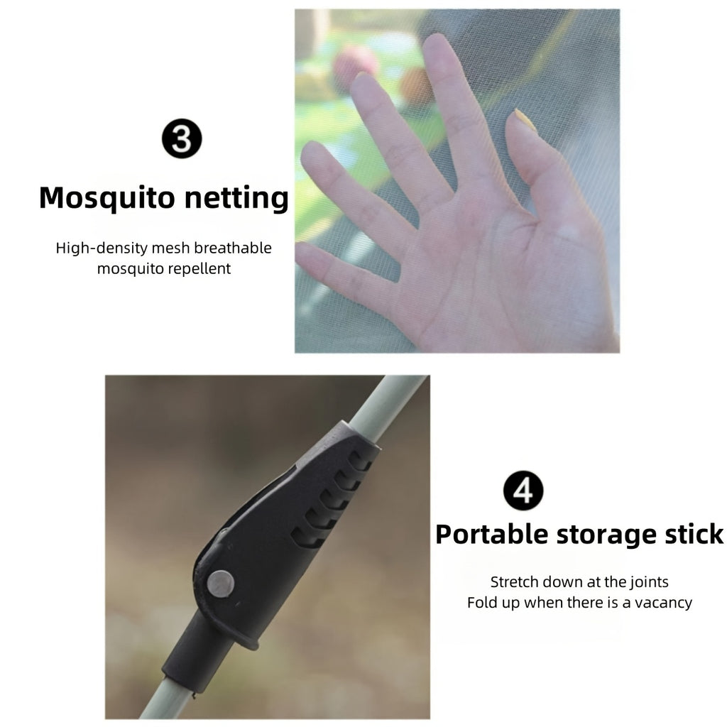 1pc Quick Setup Camping Tent, 4 Ventilated Windows, 240x240cm, Square Shape, Polyester Fabric, Fiberglass Frame, Basic Waterproof, Dual-layer Mesh Door, Outdoor Shelter for Adults and Kids