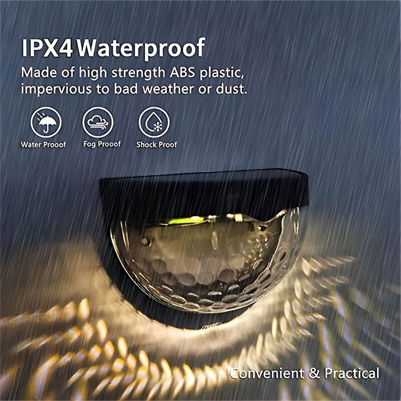 6pcs Solar Fence Lights Solar Deck Lights Solar Wall Lights, IPX4, Rechargeable Solar Cells, Suitable for Front Porch, Security Lights Wall Mounting, Patio, Fence Garage, Decoration, Wall Light Bars, Searchlight.