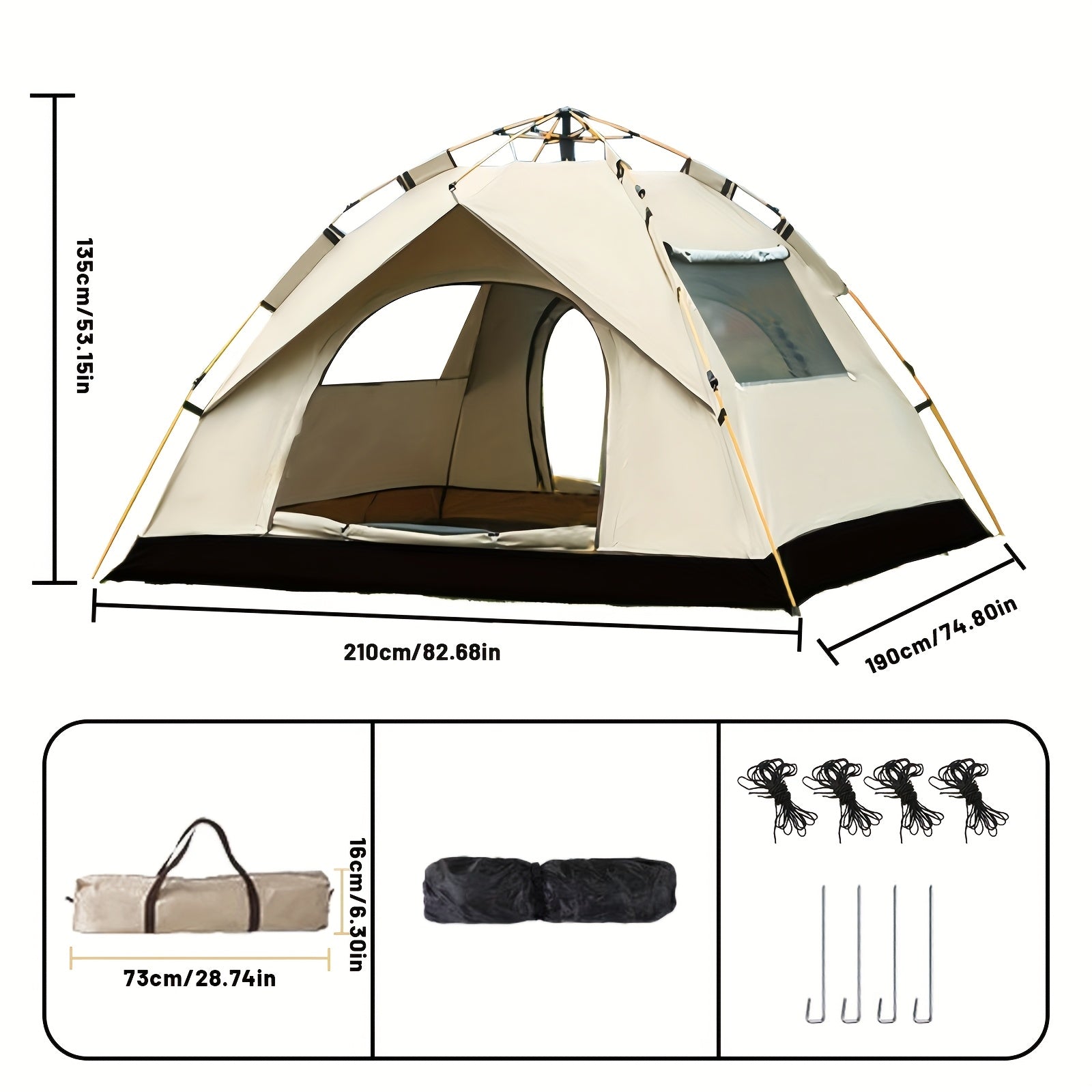 Automatic Quick-opening Tent Outdoor Self-driving Travel Camping Tent Automatic Quick-open Tent Rainproof Sunshine-proof Tent Fishing Beach Sunshine Shelter 2-3\u002F3-4 Person Portable Fishing Hiking