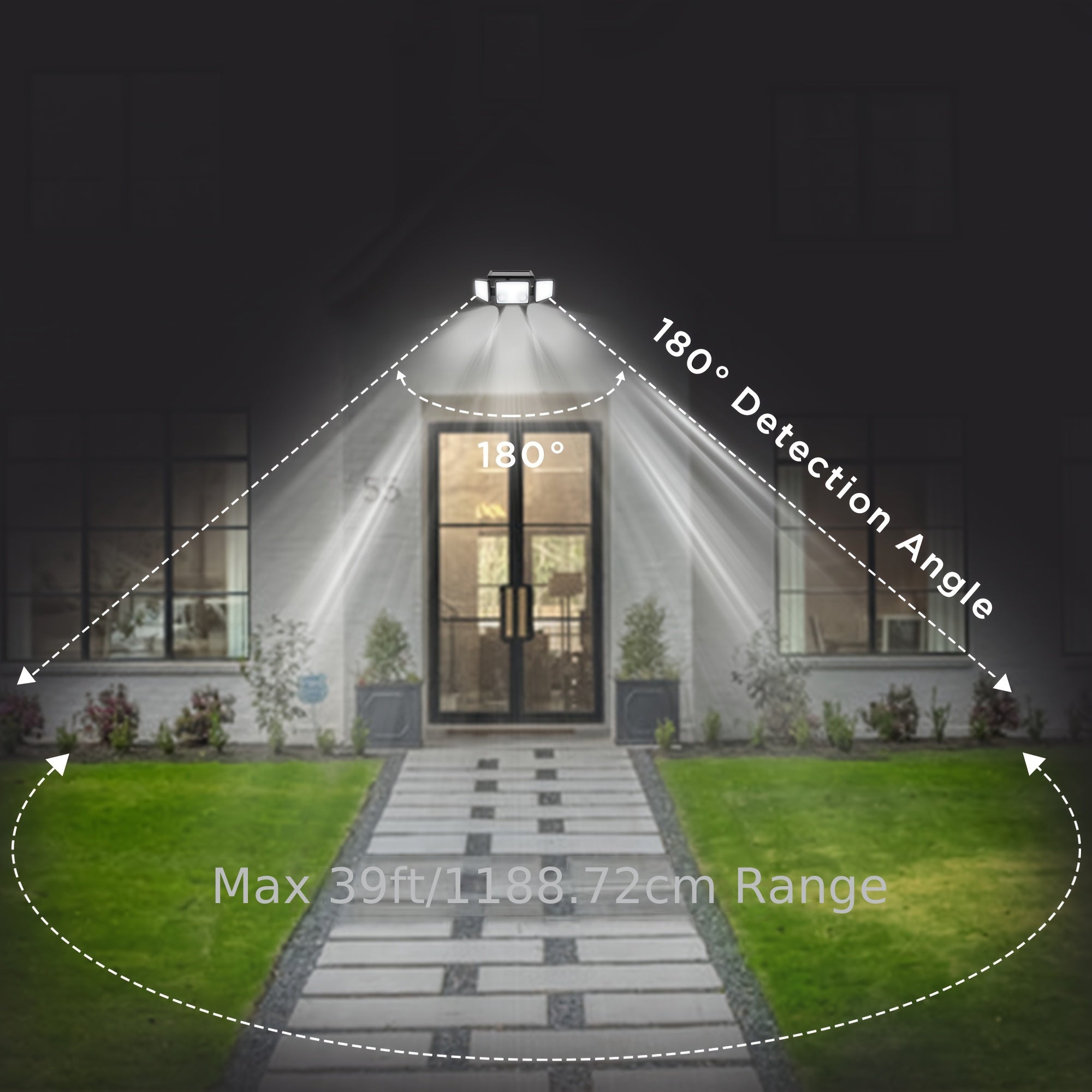 (1\u002F2\u002F4pcs) Solar Outdoor Lights 3000LUMEN 7000K, 152 LED Super Bright Motion Sensor Outdoor Lights with 2 Sensors, Waterproof 270 Wide Angle Solar Flood Lights with 3 Modes for Garden\u002FFence\u002FEaves