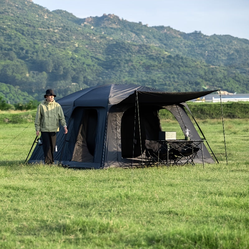 ZONGNAN 14.1ft X 10ft X 6.58ft Extra Large Tent 10-12 Person, Family Cabin Tents, 2 Rooms, Straight Wall, Waterproof, Double Layer, Big Tent For Outdoor, Picnic, Camping, Family Gathering, Black Tent
