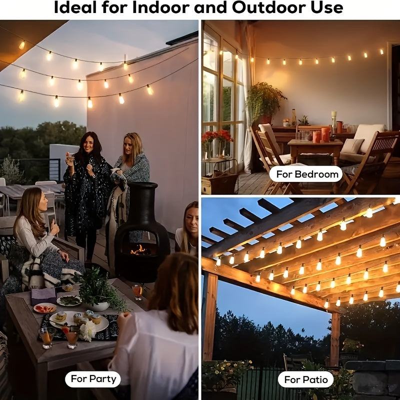100ft LED Outdoor String Lights, 0.6W\u002F Bulb, 2700K Patio Lighting with ST38 Edison Bulbs, Connectable Hanging Lights for Yard & Porch