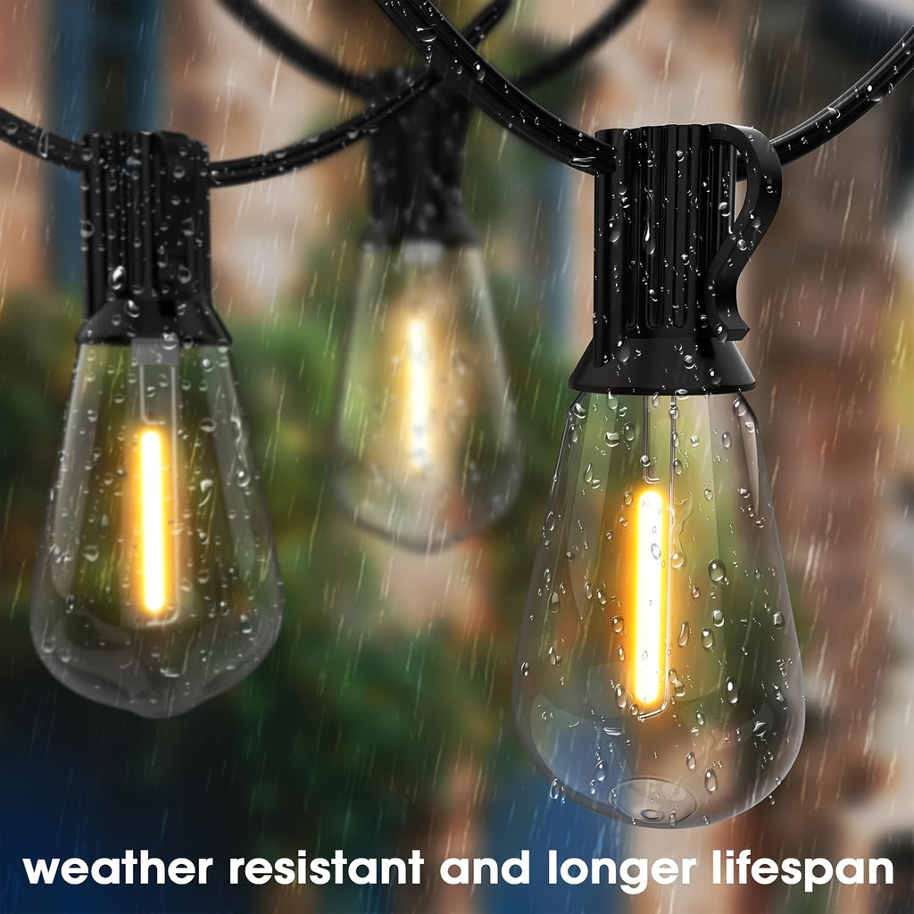 100ft LED Outdoor String Lights, 0.6W\u002F Bulb, 2700K Patio Lighting with ST38 Edison Bulbs, Connectable Hanging Lights for Yard & Porch
