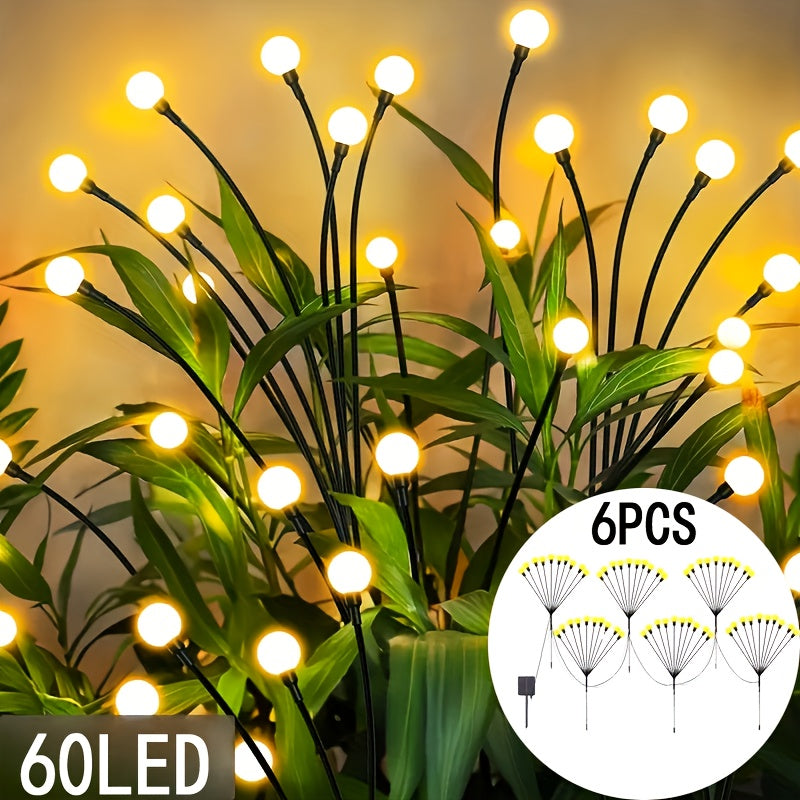 6-Pack 48 LED Solar Garden Lights, Solar Swaying Light, Sway By Wind, Solar Firefly Lights Outdoor Landscape Decoration Lights, Yard, Pathway, Parties, Camping, RGB Color, Warm White (6Pack\u002F 4Pack\u002F 2Pack)