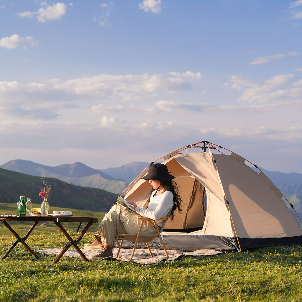 Automatic Quick-opening Tent Outdoor Self-driving Travel Camping Tent Automatic Quick-open Tent Rainproof Sunshine-proof Tent Fishing Beach Sunshine Shelter 2-3\u002F3-4 Person Portable Fishing Hiking