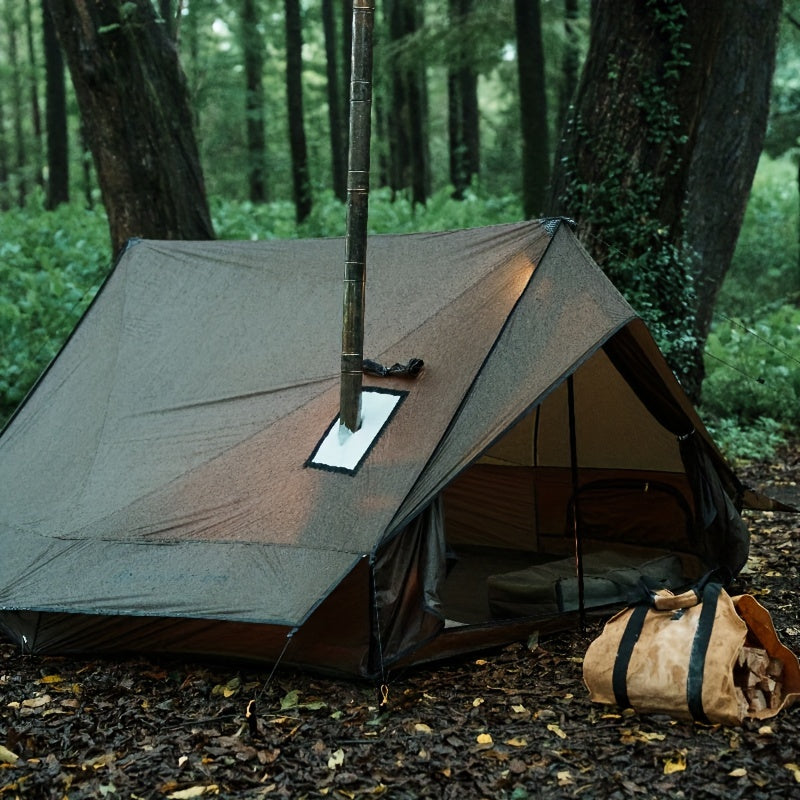 1-2 Person 4 Season Camping Tent With Stove Jack - Waterproof & Windproof Hot Tent, Lightweight And Weatherproof, Ideal For Hiking, Hunting, Fishing, Includes Carry Bag